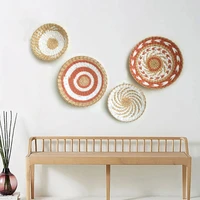 nordic straw ins straw rattan wall decor plate wall decoration wall decoration sofa background wall hanging painting decoration