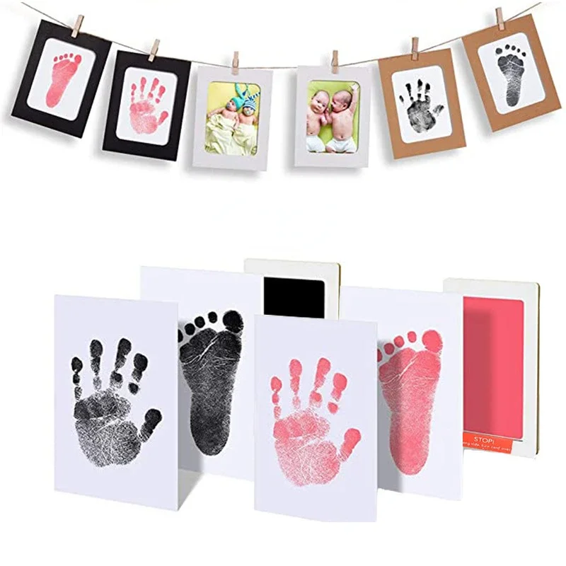 

Newborn Baby DIY Handprint Footprint Kit Ink Pads Photo Frame Handprint Toddlers Souvenir And Pet Cat Dog Paw Prints