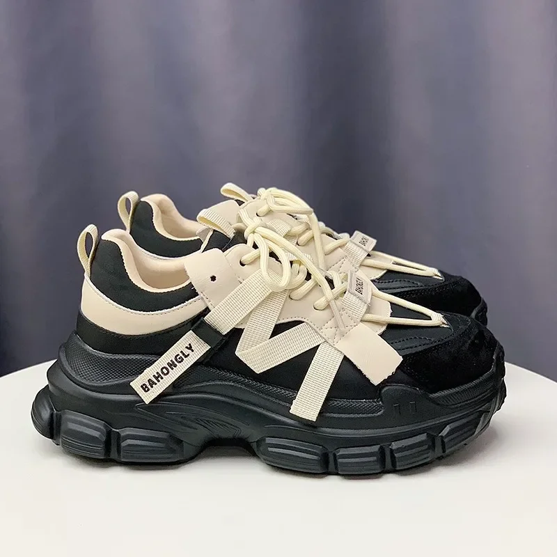 

Women Flat Shoes Korean Edition Dad Shoes Women 2023 Thick Sole Heightening Show Feet Small Casual Casual Soft Sole Sports Shoes