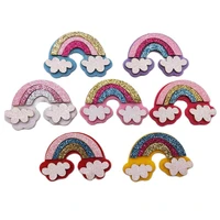 28pcslot 5 5x3 5cm multi shiny rainabow padded appliqued for diy handmade kawaii children hair clip accessories hat shoes