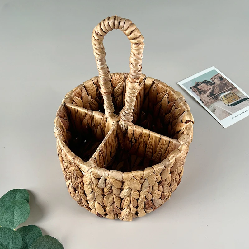 

Straw Flower Basket,Handmade Wicker Planter Basket with Handle,Woven Storage Basket for Home Wedding Garden Picnics Decoration