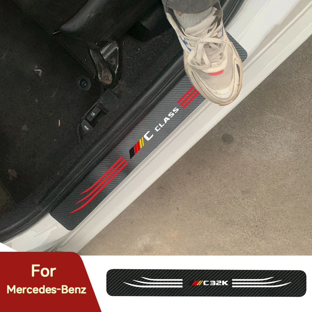 Накладка на порог автомобильной двери из углеродного волокна для Mercedes Benz C Class C170 C180 C200L C220 C270 C280 C320