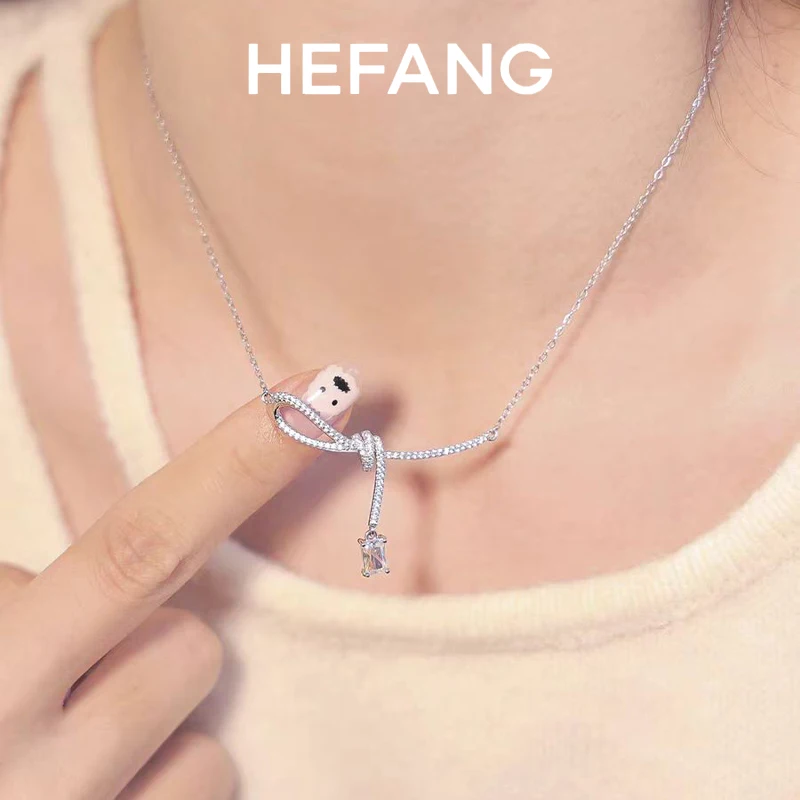 Hefang Where Aurora Ribbon Knot Choker Women Advanced Original Design Necklace Birthday Gift