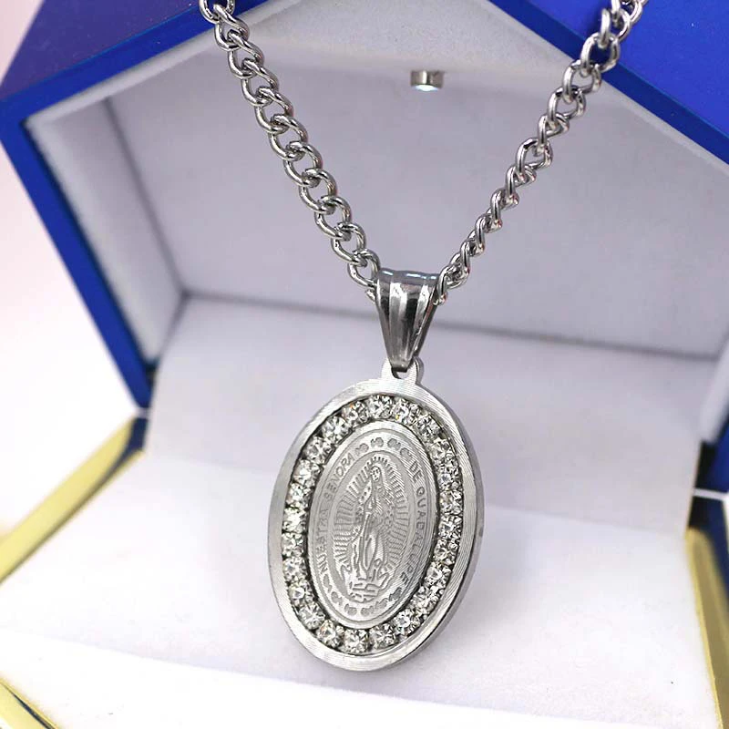 Ожерелье с подвеской в форме Санты Марии колье из нержавеющей стали кубическим