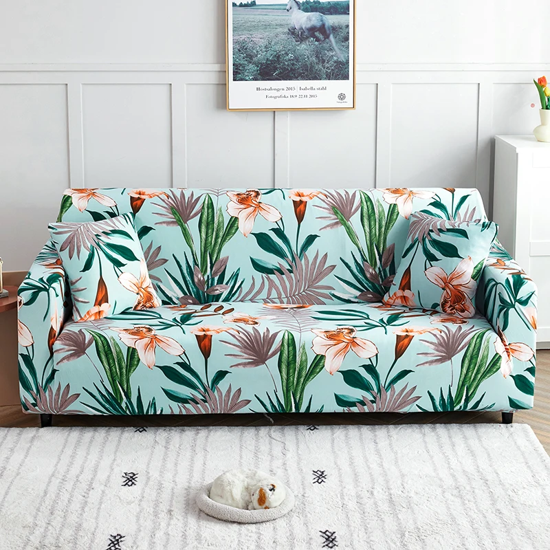 

Чехол для дивана в клетку, с цветочным рисунком