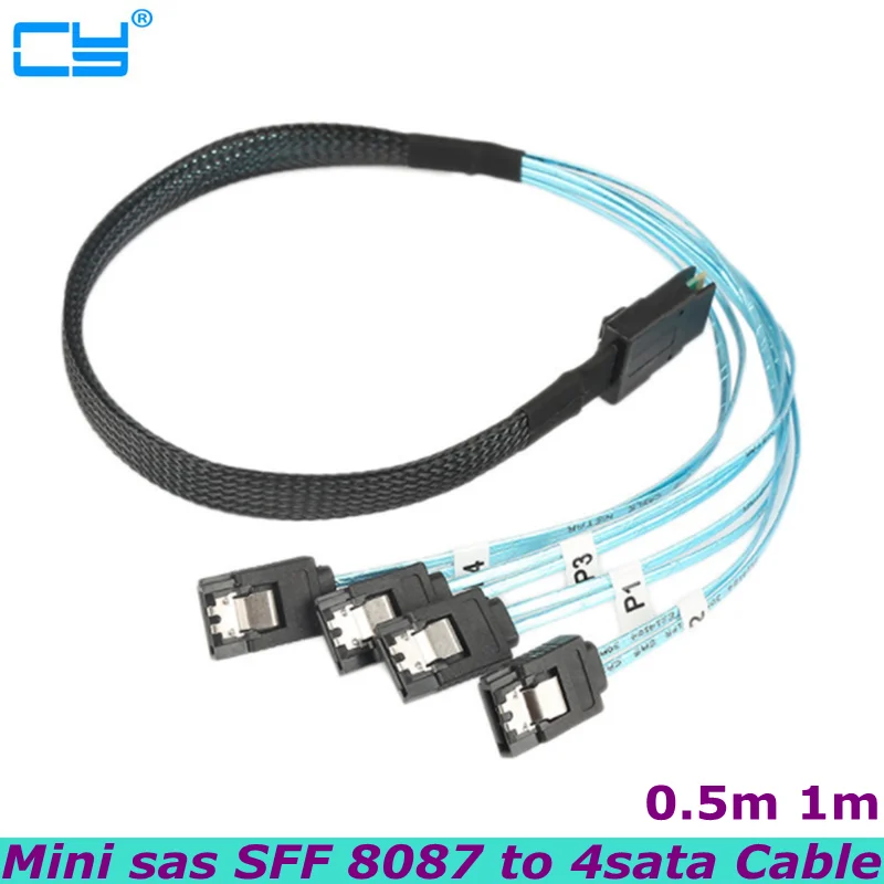 

0.5m 1m Internal Mini SAS 36P SFF 8087 to 4 SAS 29P SFF-8482 Cable with 15P SATA Power Splitter Cable Computer Accessories