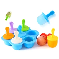 7 holes mold ice cream childrens popsicle baby kitchen gadgets food supplement box tray lid maker lolly fruit shake accessories