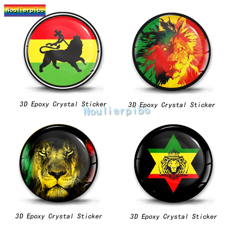 

3D Personality Sticker Epoxy Dome Rasta Lion of Judah with Border PVC Decal Car Decoration Accessories Motorcycle Phone Sticker