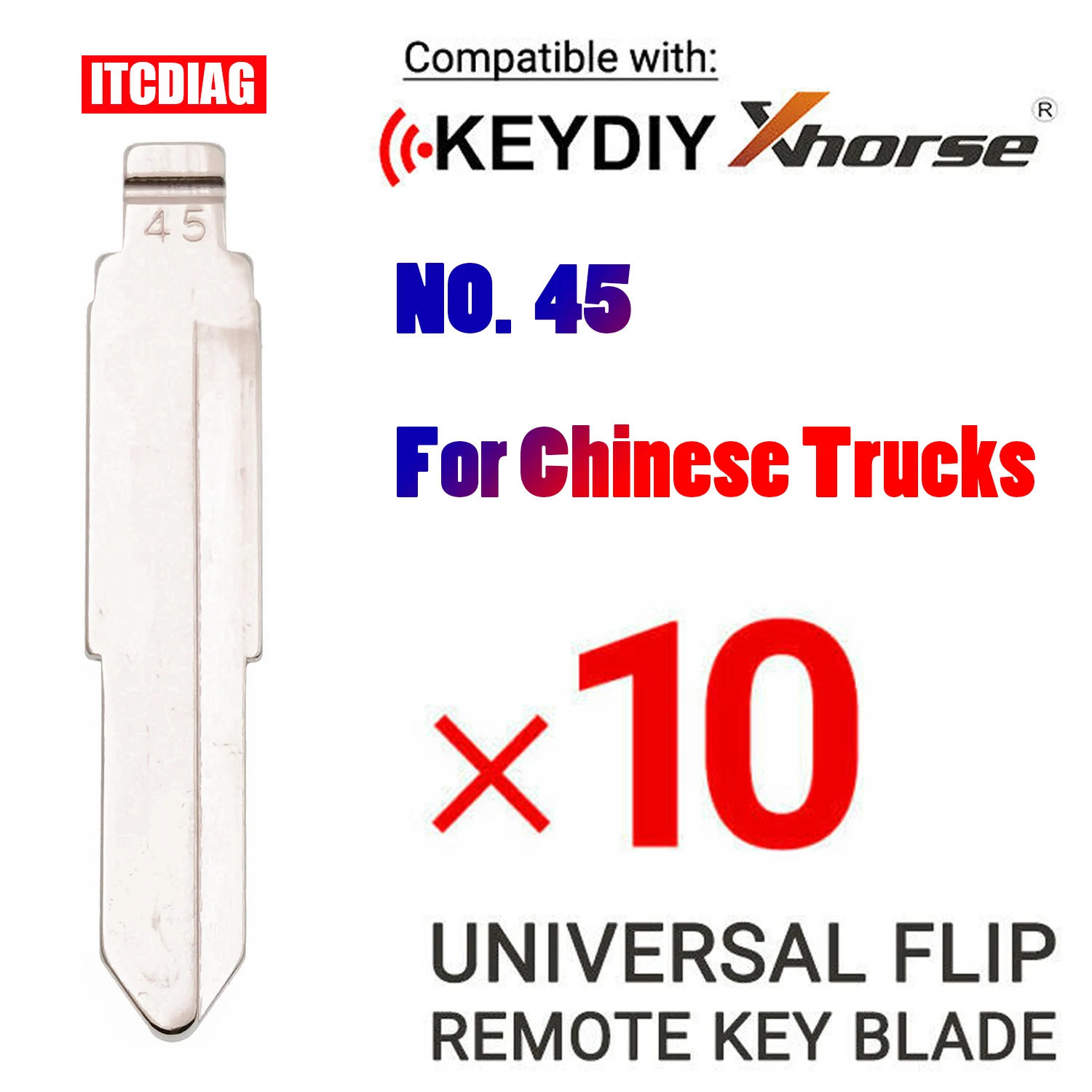 

10Pcs/Lot #45 Car Key Blank Uncut Metal Remote Blade Flip Key Blank for Chinese Trucks Replacement for KD KEYDIY Xhorse