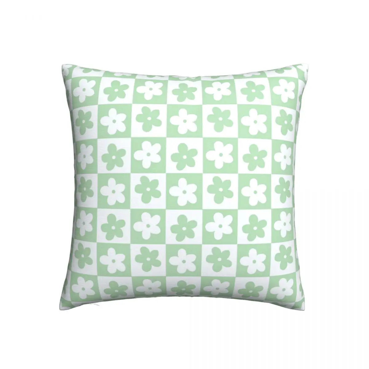 

Light Pastel Green And White Checkered Squares With Flowers Pillowcase Printing Cushion Cover Decoration Pillow Case Cover Sofa