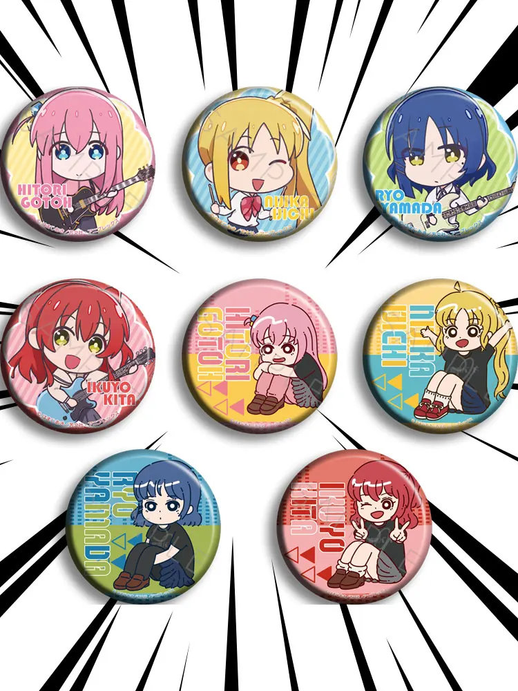 

8pcs/1lot BOCCHI THE ROCK! Gotoh Hitori Yamada Ryo Ijichi Nijika Figure 4272 Badges Round Brooch Pin Badge Bedge Gifts Kids Toy