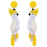 new cartoon cute birds parrots acrylic drop earrings for women lovely geometric animals flamingo long dangle earrings jewelry