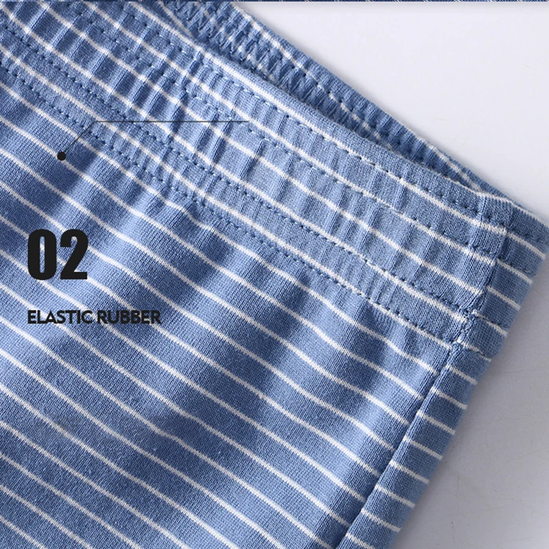 Stripe Mens Underwear Boxer Shorts Casual Cotton Sleeping Underpants Breathable Homewear Arrow Pants Male Panties Cueca 4pcs