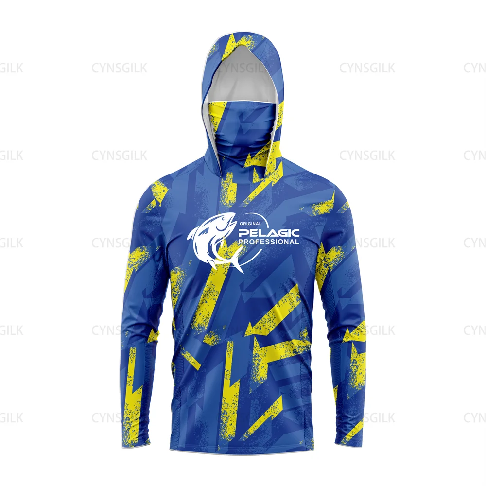 original pelagic professional Men Hood Fishing Shirt long sleeve fishing t shirt uv protection Apparel