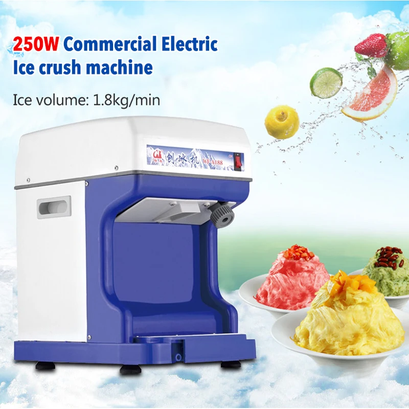 

Commercial Ice Crusher Automatic Snow Cone Machine Cube Ice Shaver 220V 1.8kg / Min Blue Ice Maker Machine