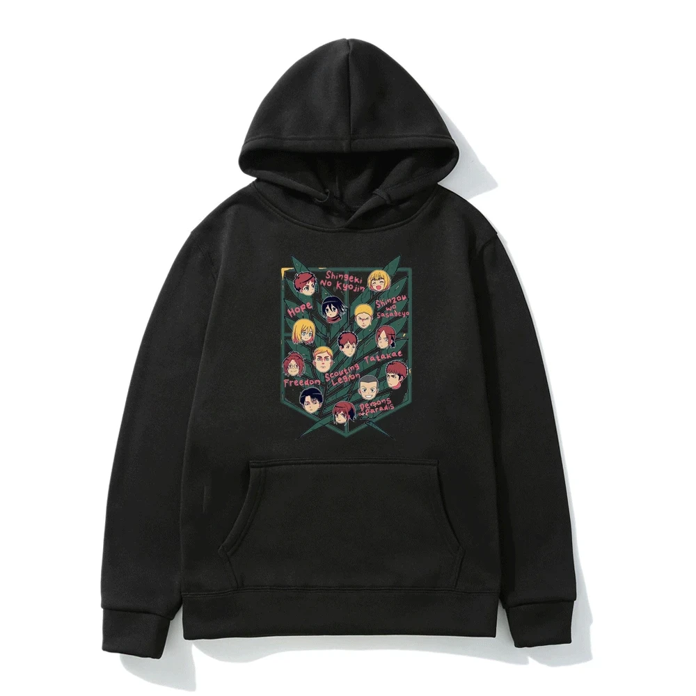 

Japanese Anime Graphic Hoodies Men and Women Manga Attack on Titan Print Hooded Sweatshirt Spring Long Sleeves Pullover Unisex