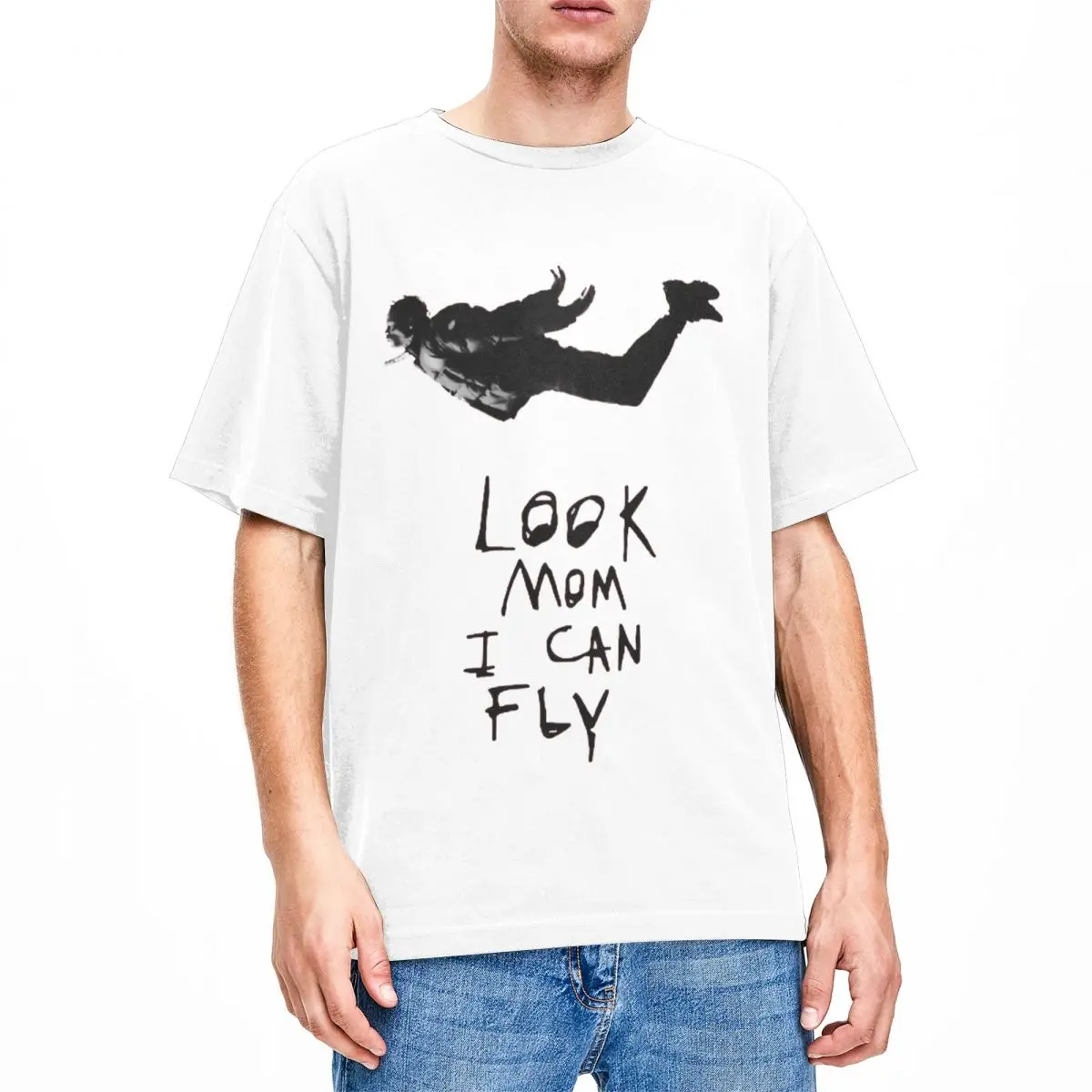 Футболка Haikyuu T-Travis S-scott 100 хлопковые футболки Look Mom I Can Fly футболка в стиле хиппи для