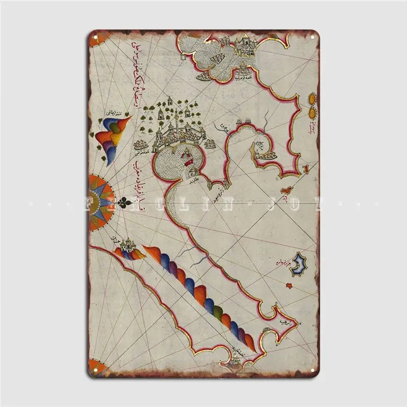 

Античная картография древняя карта берегов Туниса Плакат Металлический налет настенный паб таблички Фреска забавные жестяные плакаты