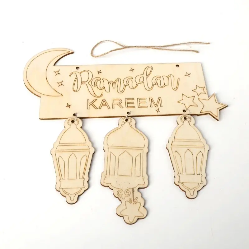 

Eid Mubarak Muslim Islam Ramadan Decorations Hanging Lantern Pendant Plaque Sign Ornament DIY Wall Decor Party Supplies