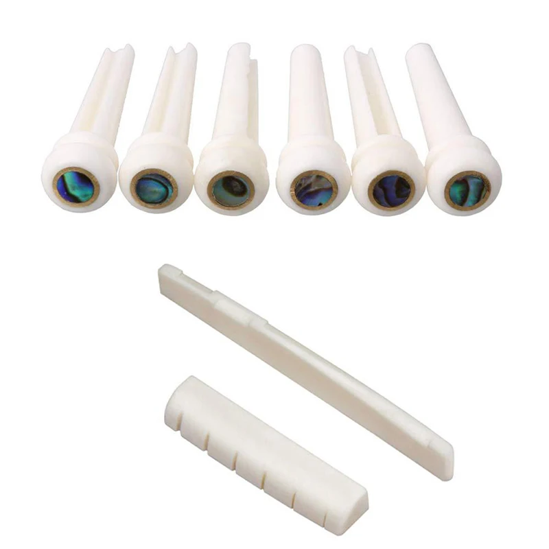 

1set Portable 6-String Guitar Bridge Pins Saddle Nut Acoustic Cattle Tailpiece Plastic Guitar Accessories for Acoustic Guitar