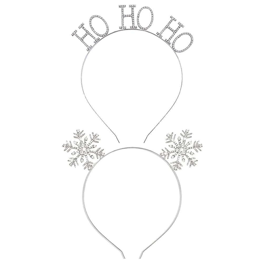 

2 Pcs Antlers Christmas Snowflake Headband Child Girls Gifts Headpiece Aaa Bright Diamond Hoop