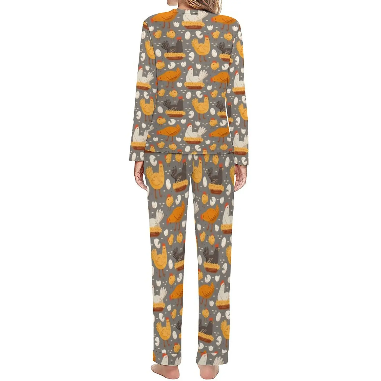 Забавные пижамы с куриным принтом курица на гнезде яйцо ночь одежда для сна
