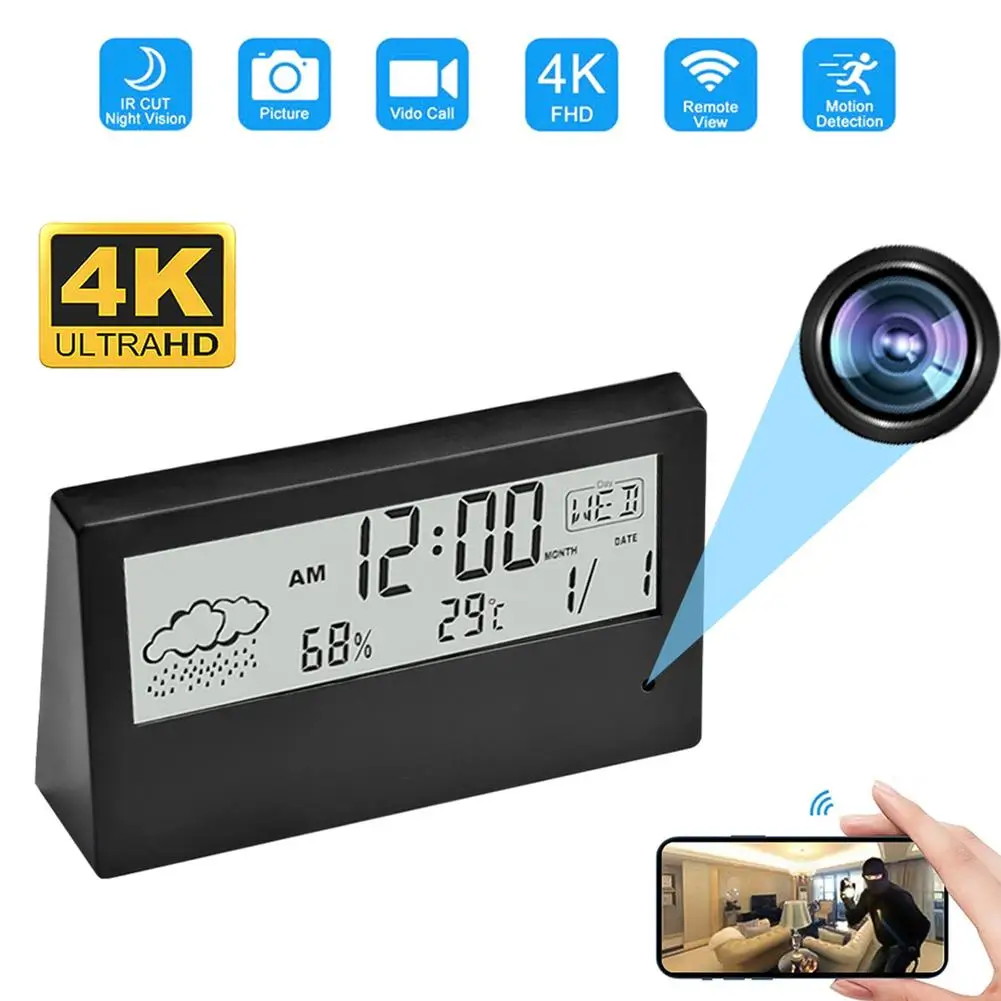 

Hd 1080p Wi-Fi камера электронный будильник ночное видение беспроводная безопасность дома видеокамера для наблюдения 64g