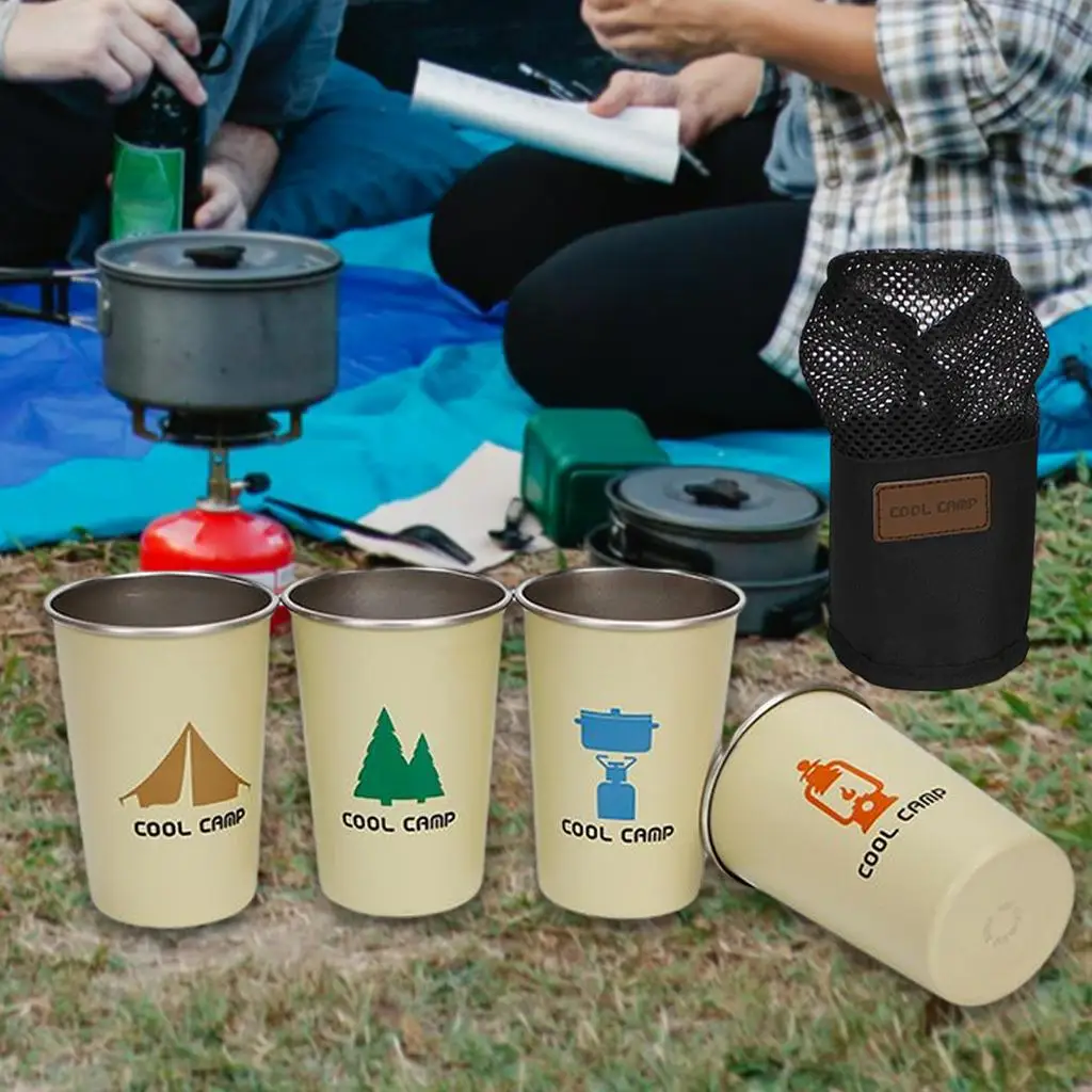 

4Pcs Outdoor Travel Cups Set Drink Cups Cutlery Utensils Tableware Mugs for Picnics Party Restaurant Bar Hiking Home