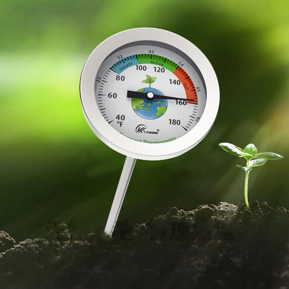 

Garden Tools Soil Thermometer Tester Meter 304 Stainless Steel Compost Soil Probe Size 5x500mm Temperature Monitor