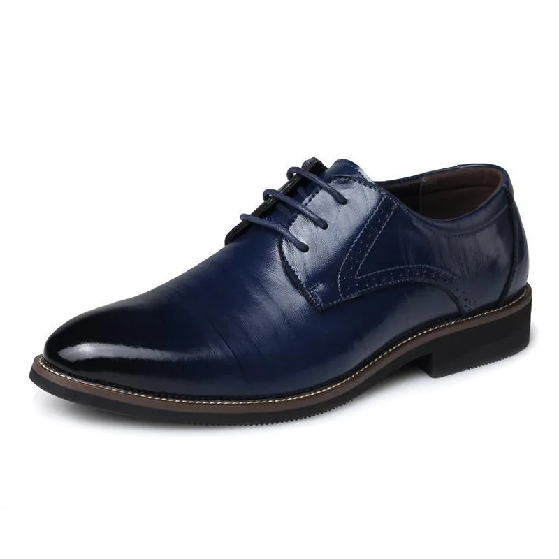 

Casual Retro Leather Shoes Pointed Toe Lace-up Business Men Black Breathable Formal Dress