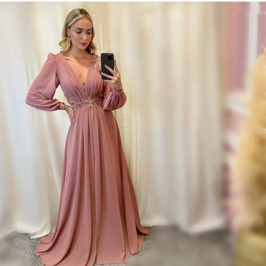 

Женское вечернее платье с V-образным вырезом, ТРАПЕЦИЕВИДНОЕ Плиссированное Платье с бусинами