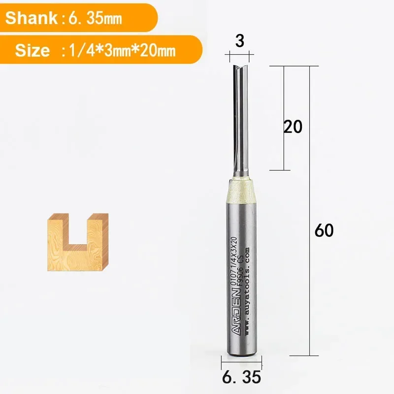 Arden 1/4 деревообрабатывающий инструмент с ЧПУ TCT обрезка прямые концевые фрезы фрезы из вольфрамовой стали для МДФ фанеры слот для ДСП