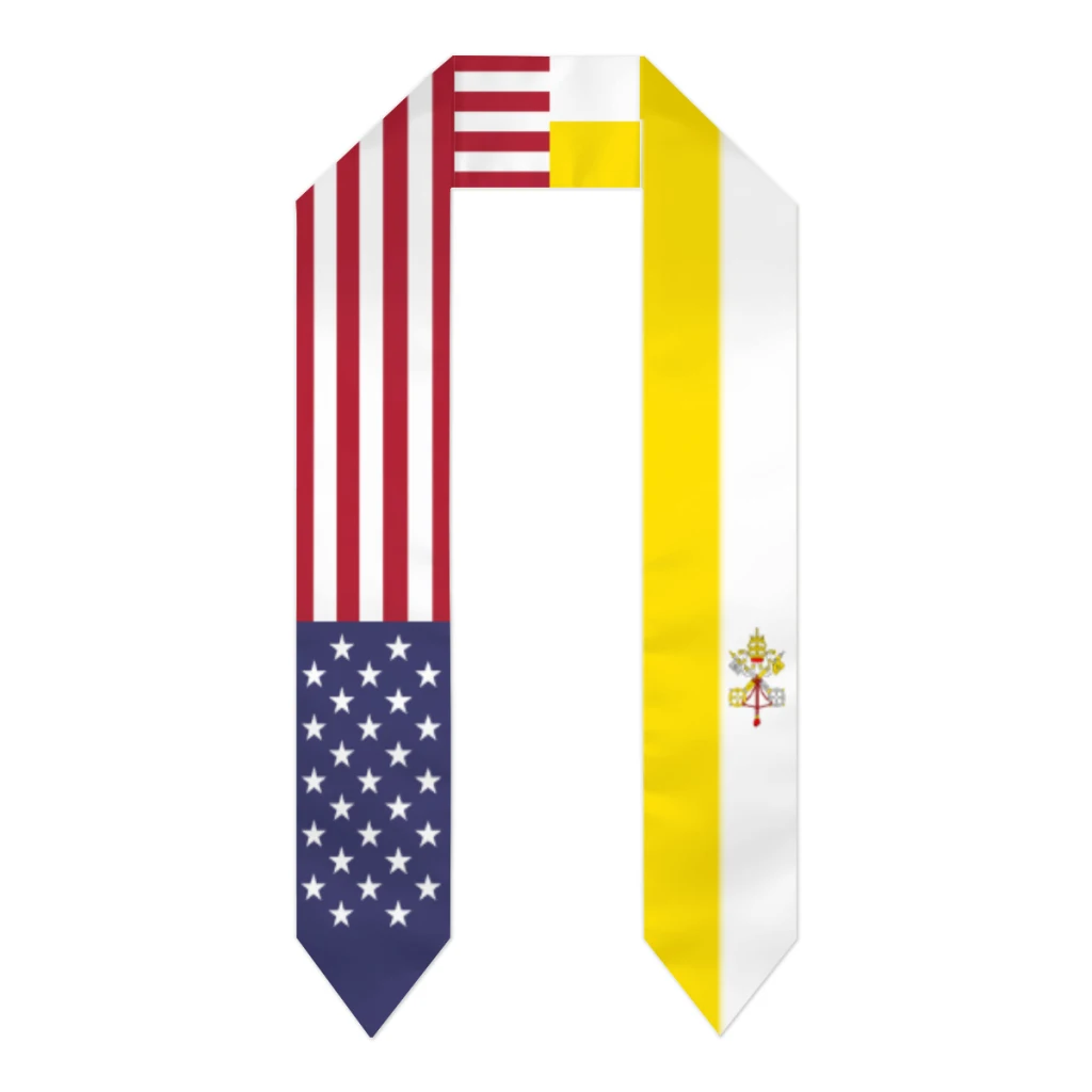 Палантин с изображением флага Ватикана и США, украшение на выпускной, шали, Градуированные палантины, подарок для студентов