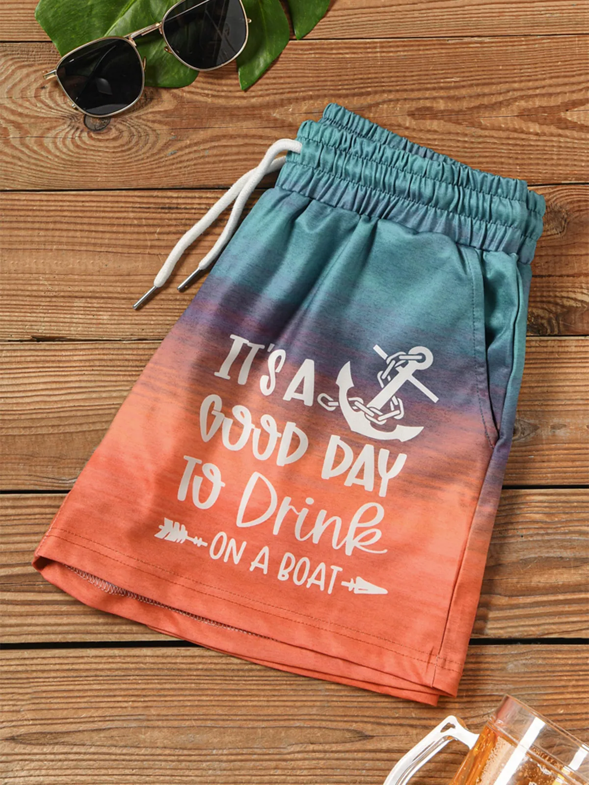 Gradient Shorts Gym Running Workout Tight Sports Shorts Women High Waist Elastic Butt Lifting Fitness Pants Beach Vacation Short