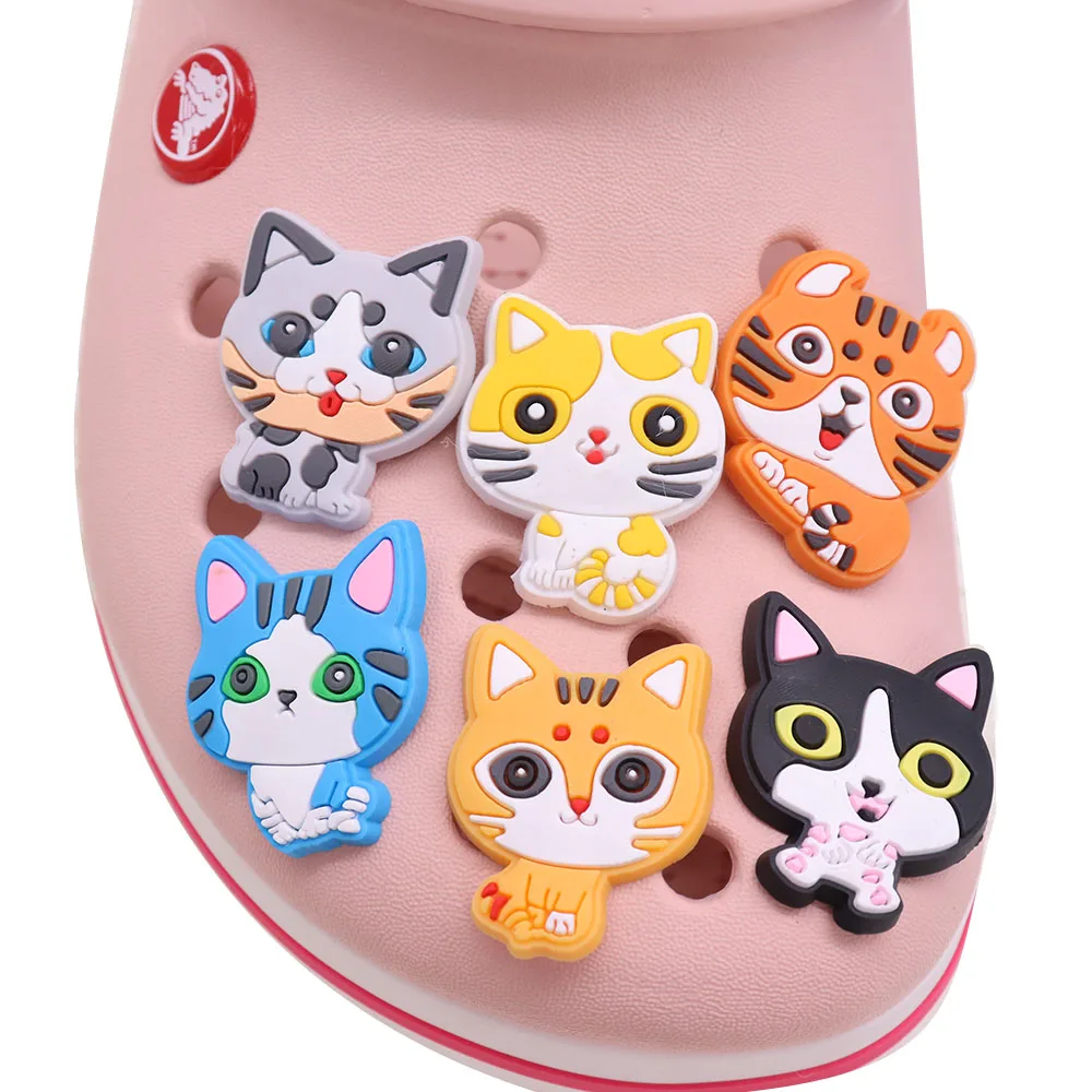 

Wholesale 50Pcs Animals Cartoon Cat PVC Shoe Charms Shoe Decorations Buckle Clog DIY Croc Jibz Wristband Children X-Mas Gift
