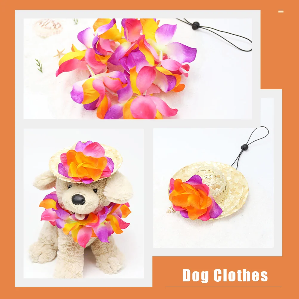 Гавайская соломенная шляпа рубашка реквизит для фотосессии одежда собак летний