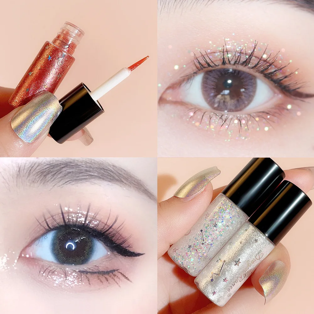 

Diamond Shiny Eye Liners Eyeshadow Waterproof Silver Rose Gold Color Glitter Sequins Eyeliner Eye Shadow Makeup Beauty Cosmetics