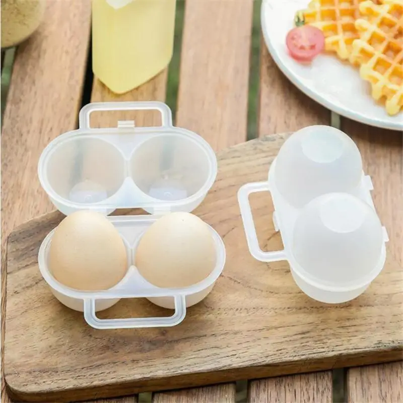 

2/4/6PCS Transparent Egg Holders Mini Plastic Box Newest Durable Egg Storage Container For Case With Fixed Handle 2 Grids