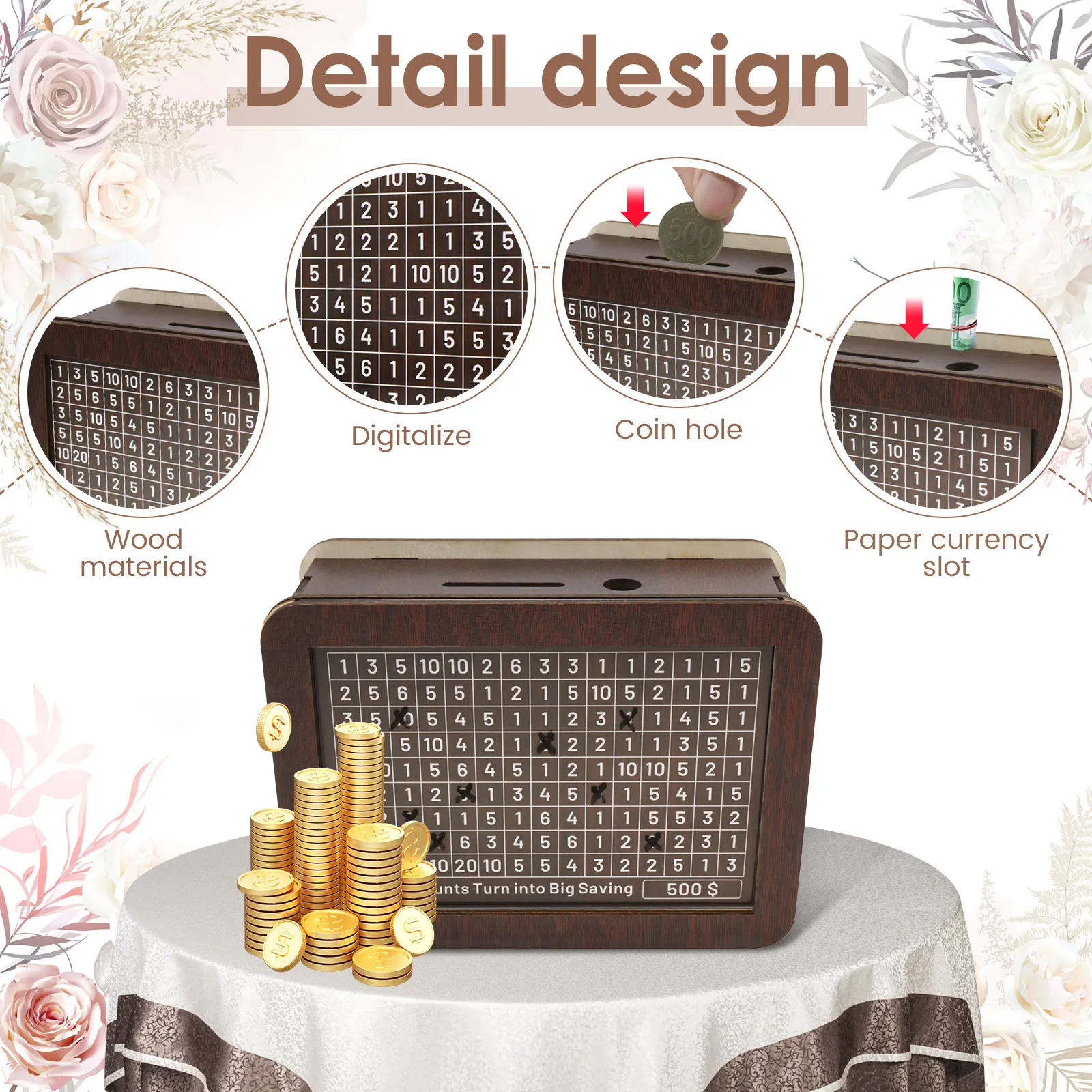 Большой Деревянный Ящик Для Денег Прямоугольная Банка Экономии Со Счетчиком