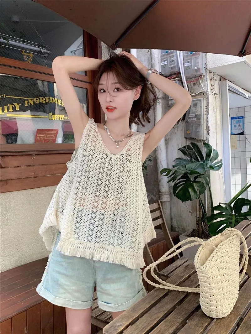 

Summer New Hollow Out Knitted Sleeveless Tank Top