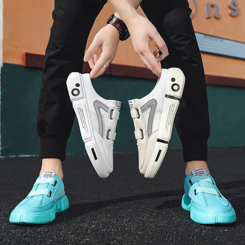 Summer Men's Youth Trend Slipper Mesh Half Shoes Men's Slippers Men's Casual Shoes Fashionable Light Comfortable And Breathable