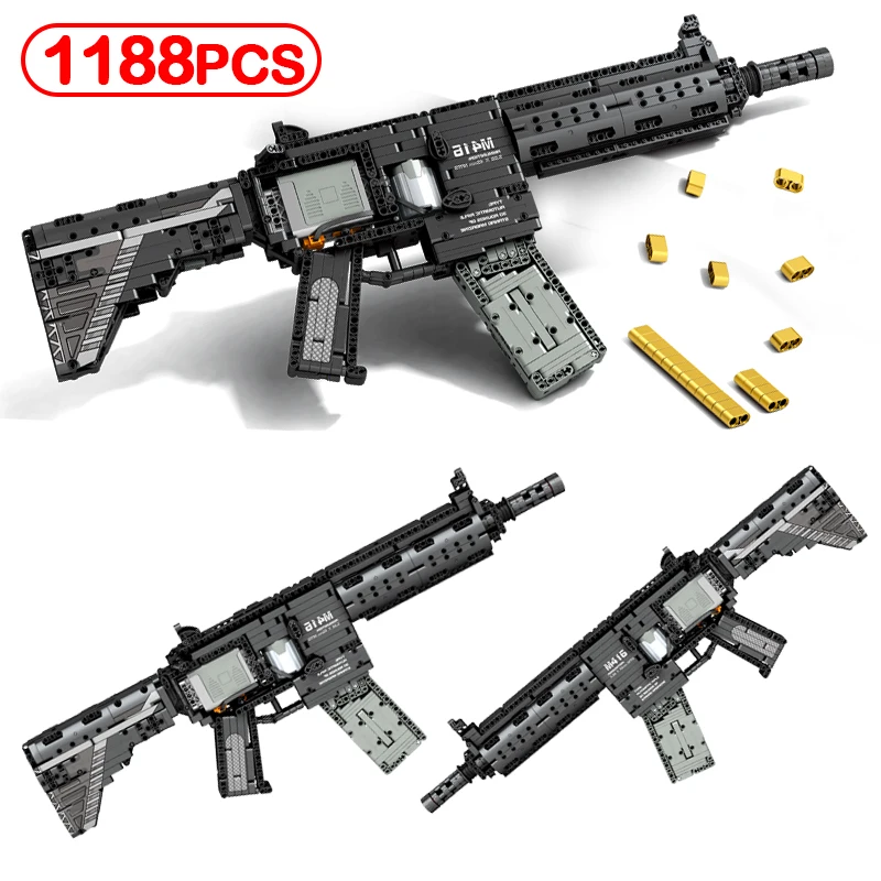 

City 1188 Pcs WW2 Weapons Shotgun Military Model Building Blocks Mechanical Sniper Pistol War Swat Bricks Toys for Kids Gifts