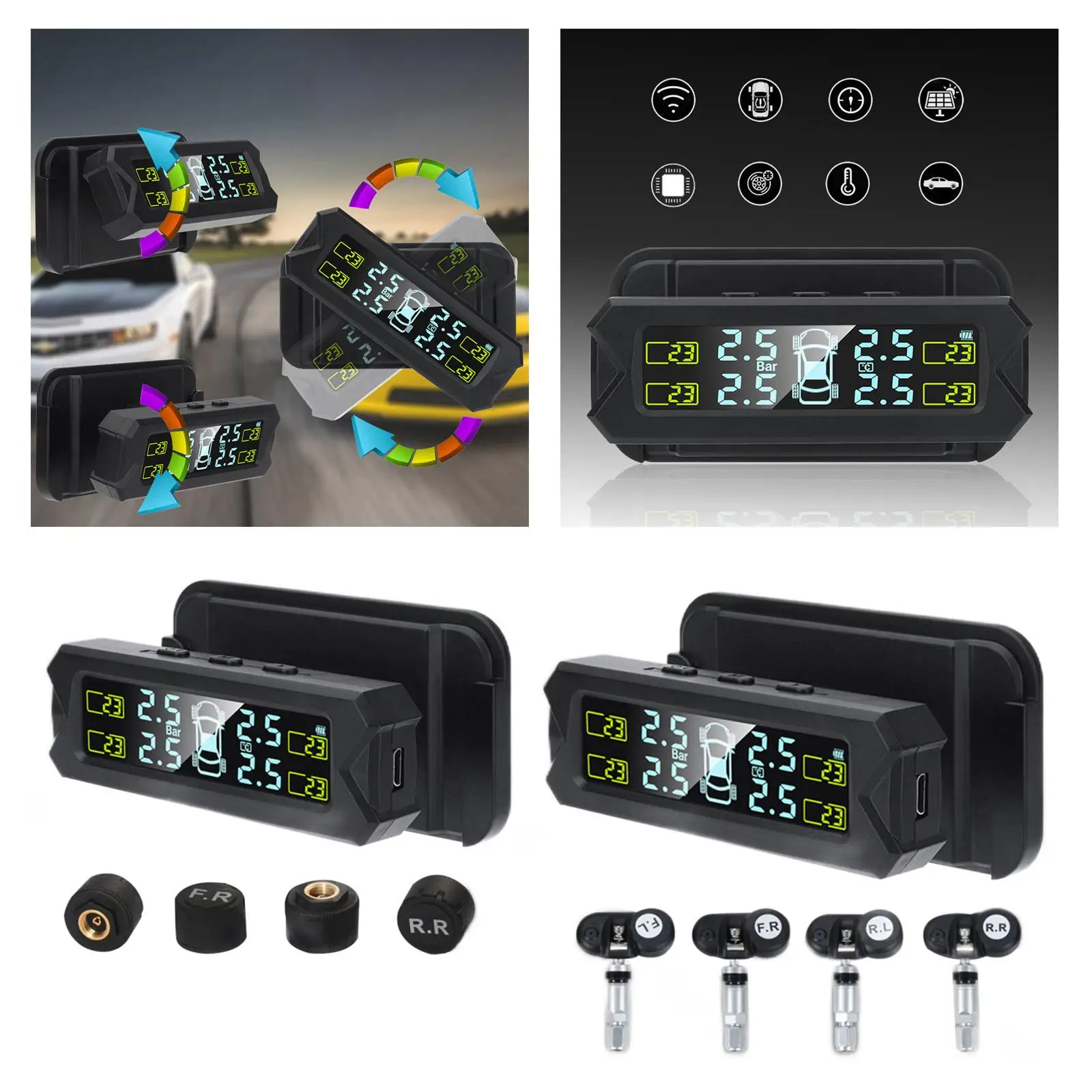 

Car Solar Sensors LCD Digital Displaying Wireless ,Real Time Monitoring