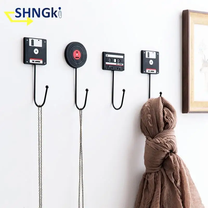

1PC Hanger Hook Retro Tape Vinyl Record Disk Shape Wall Hooks Bedroom Storage Shelf Home Decor Hallway Clothes Coat Key Rack