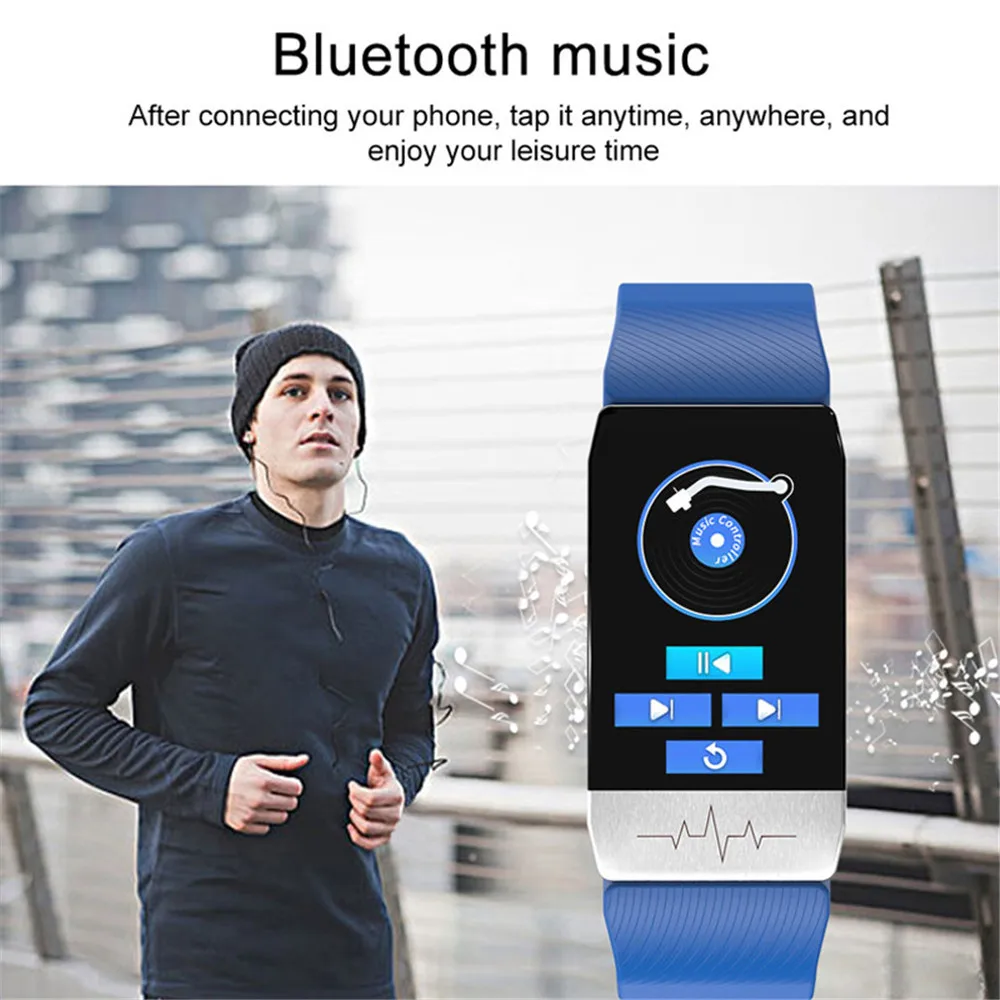 T1S Smart Watch Bands With Temperature Measure ECG Heart Rate Blood Pressure Monitor Weather Forecast Drinking Remind Wristband