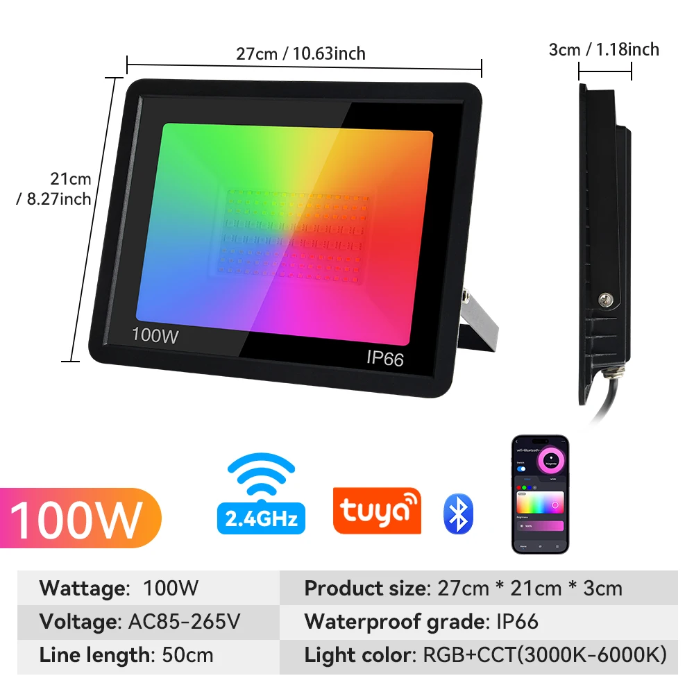 

Уличный светодиодный прожектор RGB TUYA 50Вт/100Вт