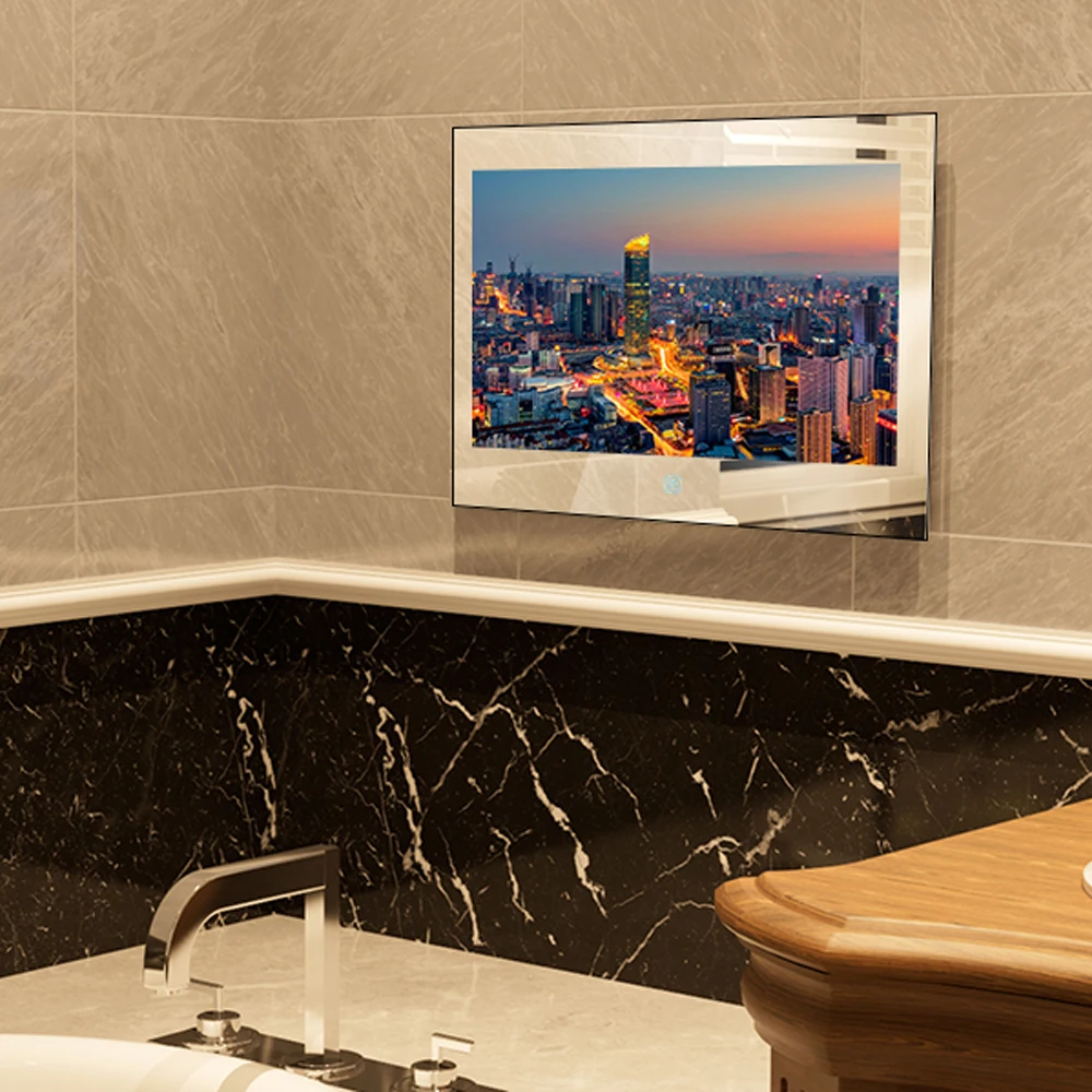 27 Inch Waterproof Smart Mirror TV for Bathroom, Full HD 1080P Built-in Android 11 5G/2.4G Wi-Fi Bluetooth ATSC DVB-T/S Tuners