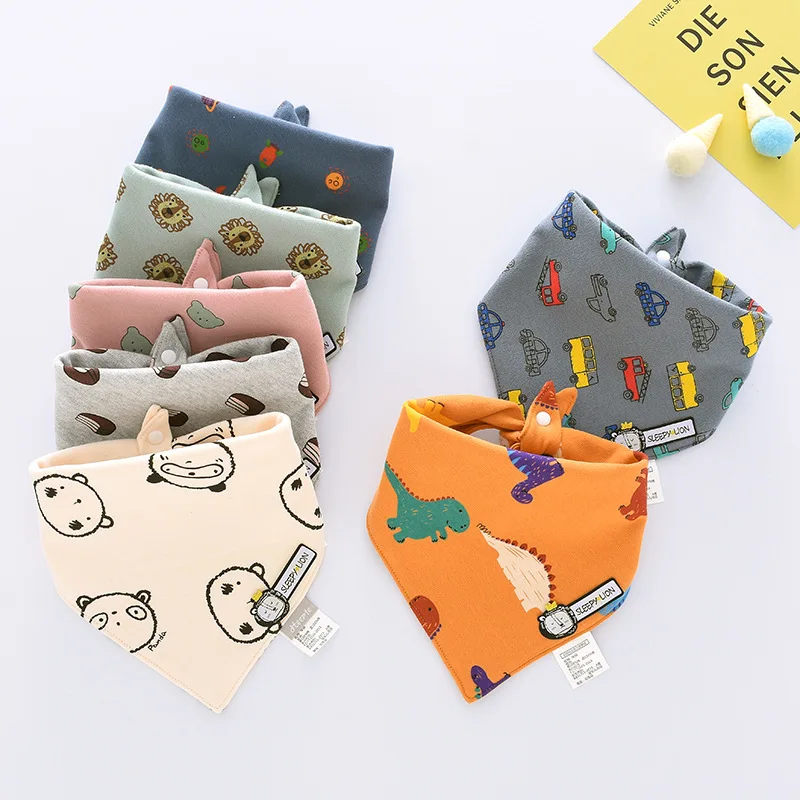 4Pcs Baby Bibs Soft Cotton Cute Animals Baby Drool Bibs Triangle Scarf Comfortable Drooling and Teething Towel Saliva Towel