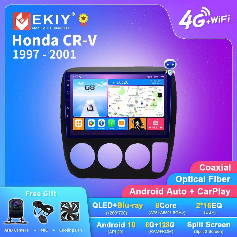 

EKIY T7 Android Car Radio For Honda CR-V CRV 1997-2001 Stereo QLED Smart Multimedia Video Player Auto Navi GPS No 2DIN Head Unit