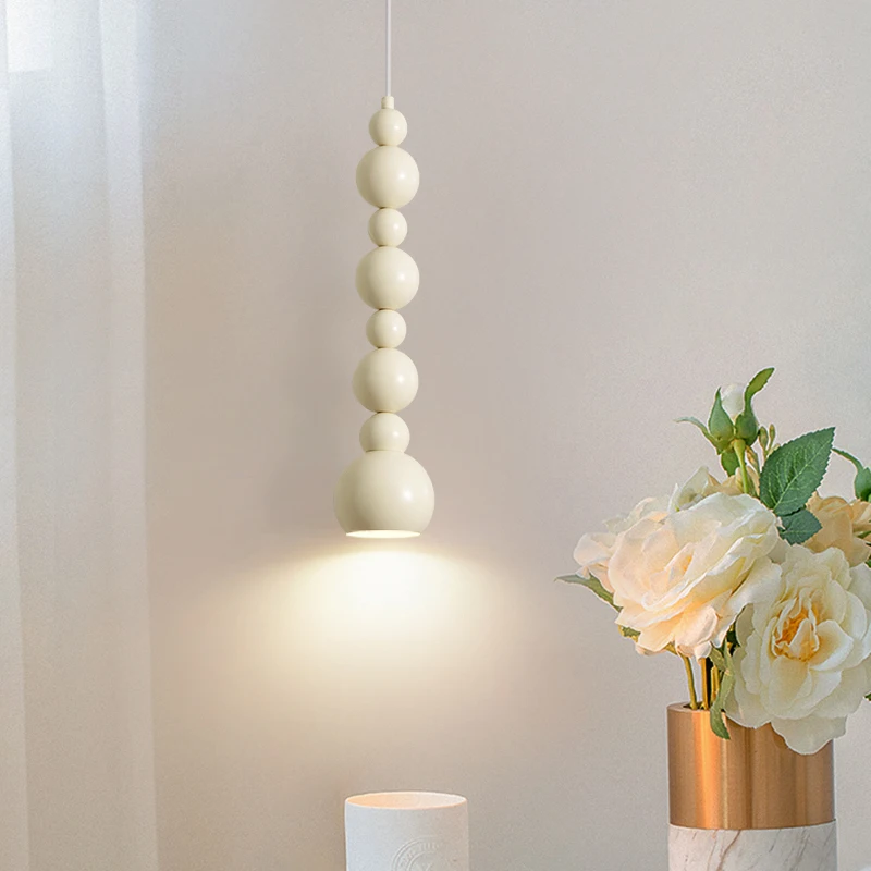 

Cream Bedside Pendant Lamp Bedroom Long Line Lights Creative Gourd Lighting Fixtures Designer Internet Celebrity Hanging Lamps